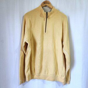 Tommy Bahama Sweater 1/4 Zip Pullover Mens Size Large Yellow